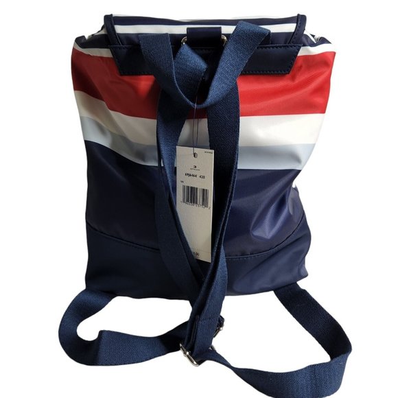 Tommy Hilfiger Drawstring Bucket Red White Blue Stripes Backpack Purse - Picture 3 of 6